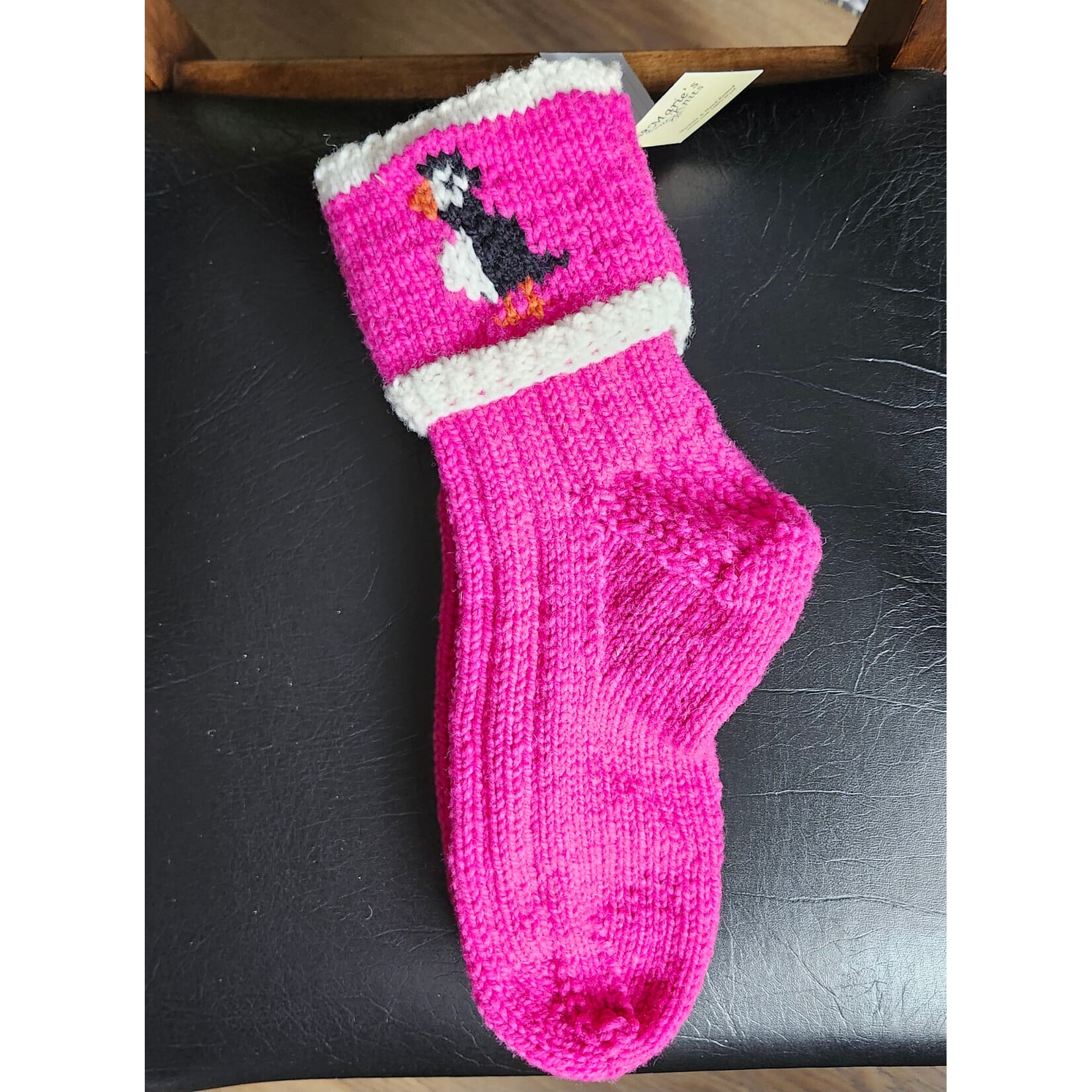 Newfoundland Puffin Cuff Socks - Hot Pink