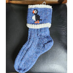 Newfoundland Puffin Cuff Socks - Blue Heather