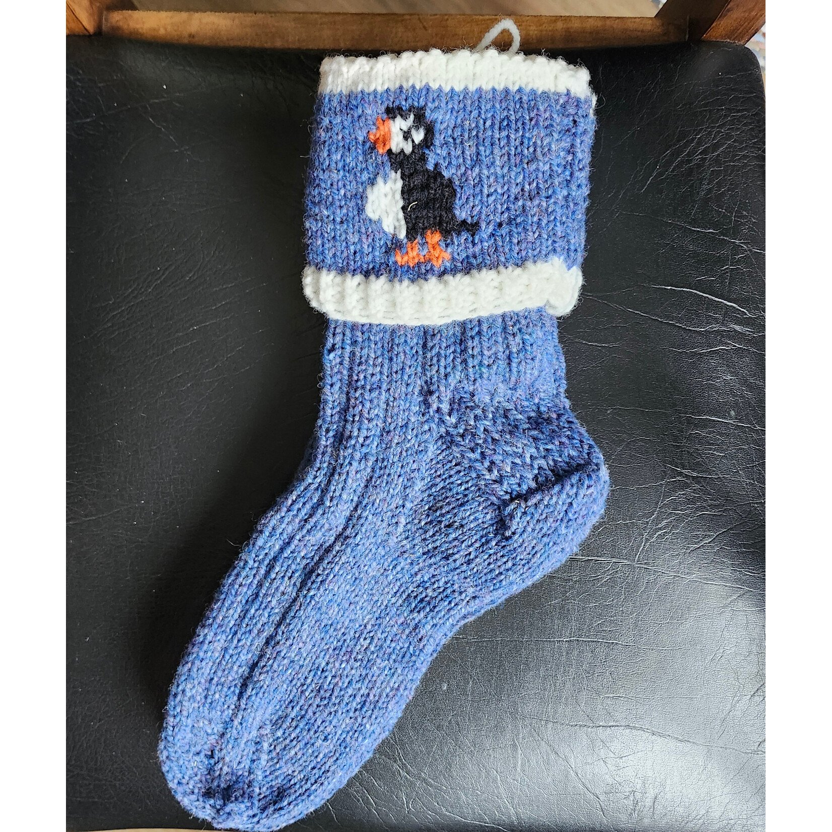 Newfoundland Puffin Cuff Socks - Blue Heather