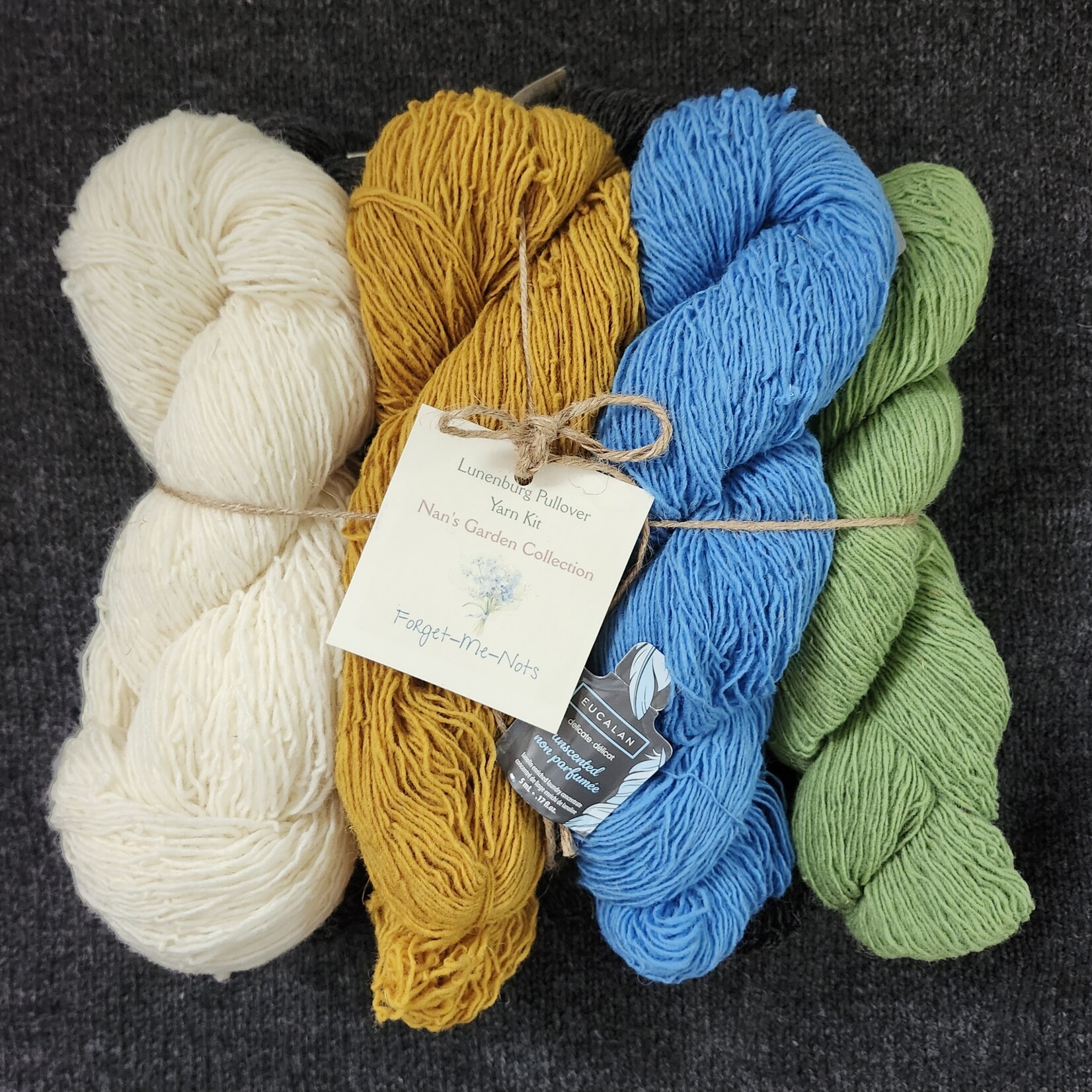 Lunenburg Pullover Yarn Kit: Nan's Garden Collection - Forget-Me-Nots