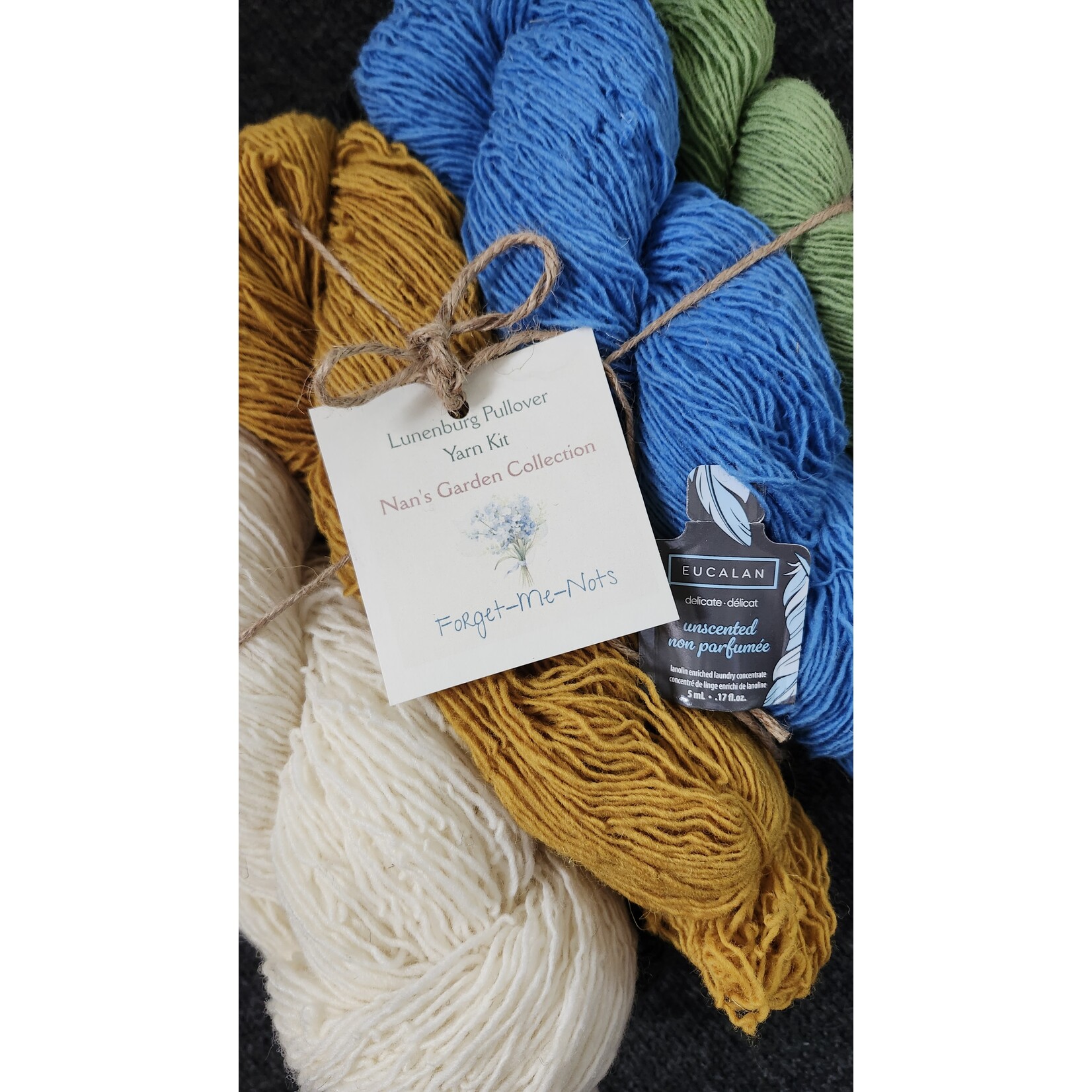 Lunenburg Pullover Yarn Kit: Nan's Garden Collection - Forget-Me-Nots