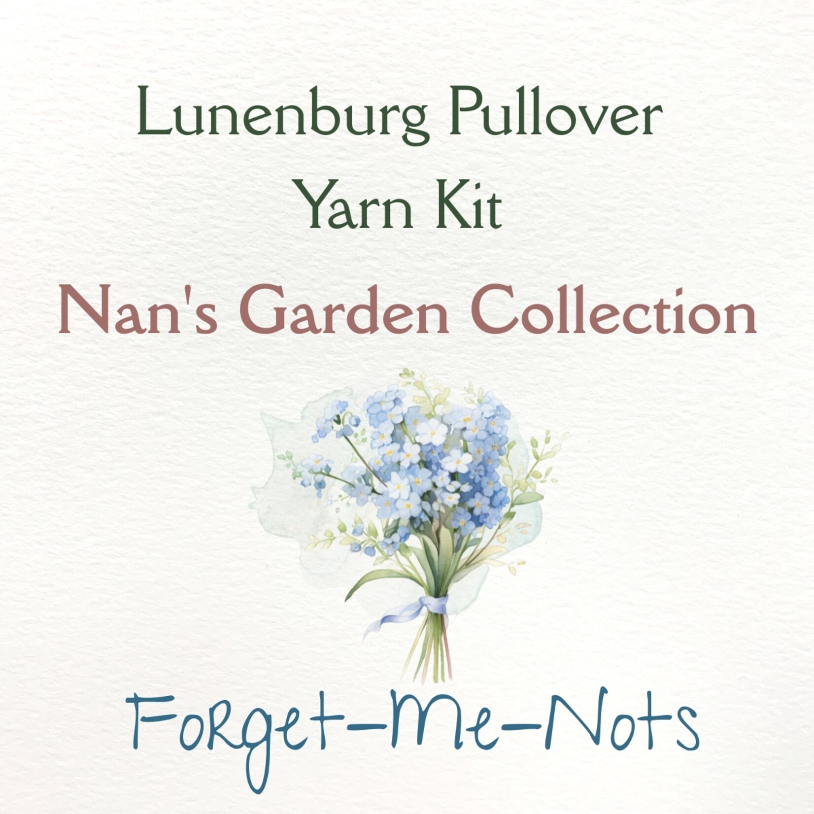 Lunenburg Pullover Yarn Kit: Nan's Garden Collection - Forget-Me-Nots