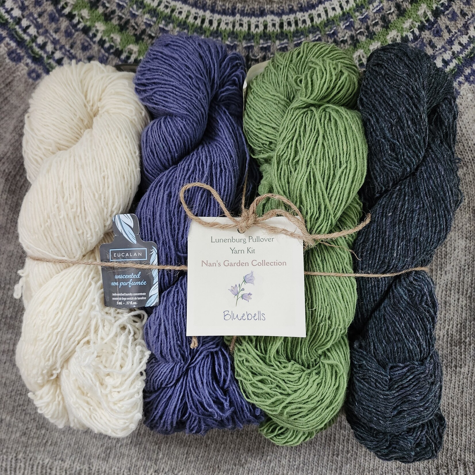 Lunenburg Pullover Yarn Kit: Nan's Garden Collection - Bluebells