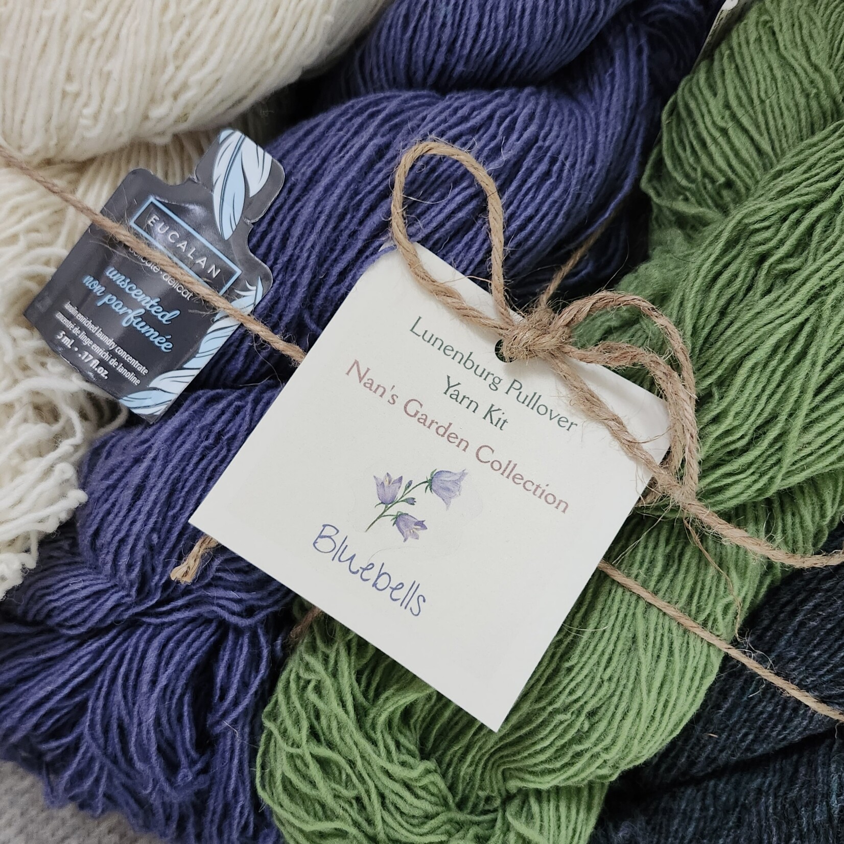 Lunenburg Pullover Yarn Kit: Nan's Garden Collection - Bluebells