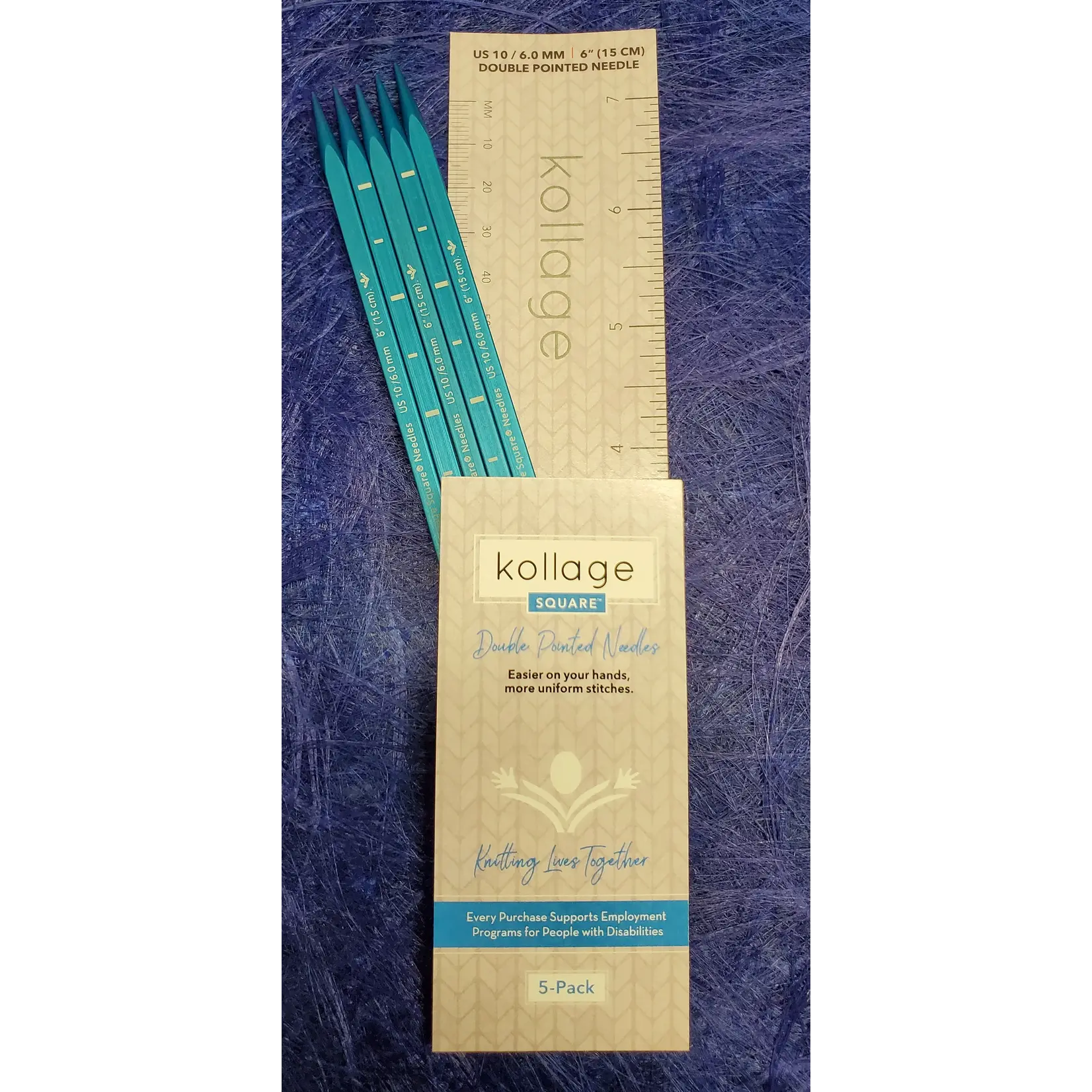 Kollage Square Double Pointed Needles - Blue - 6" -  4.5 mm