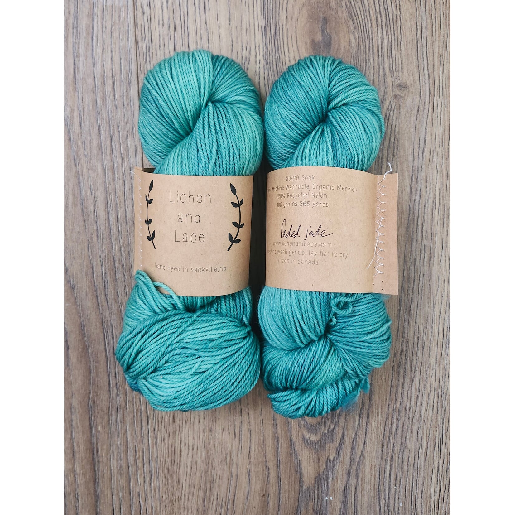 Lichen and Lace - Colour of the Month-  Limited Edition - 80/20 Sock - Faded Jade