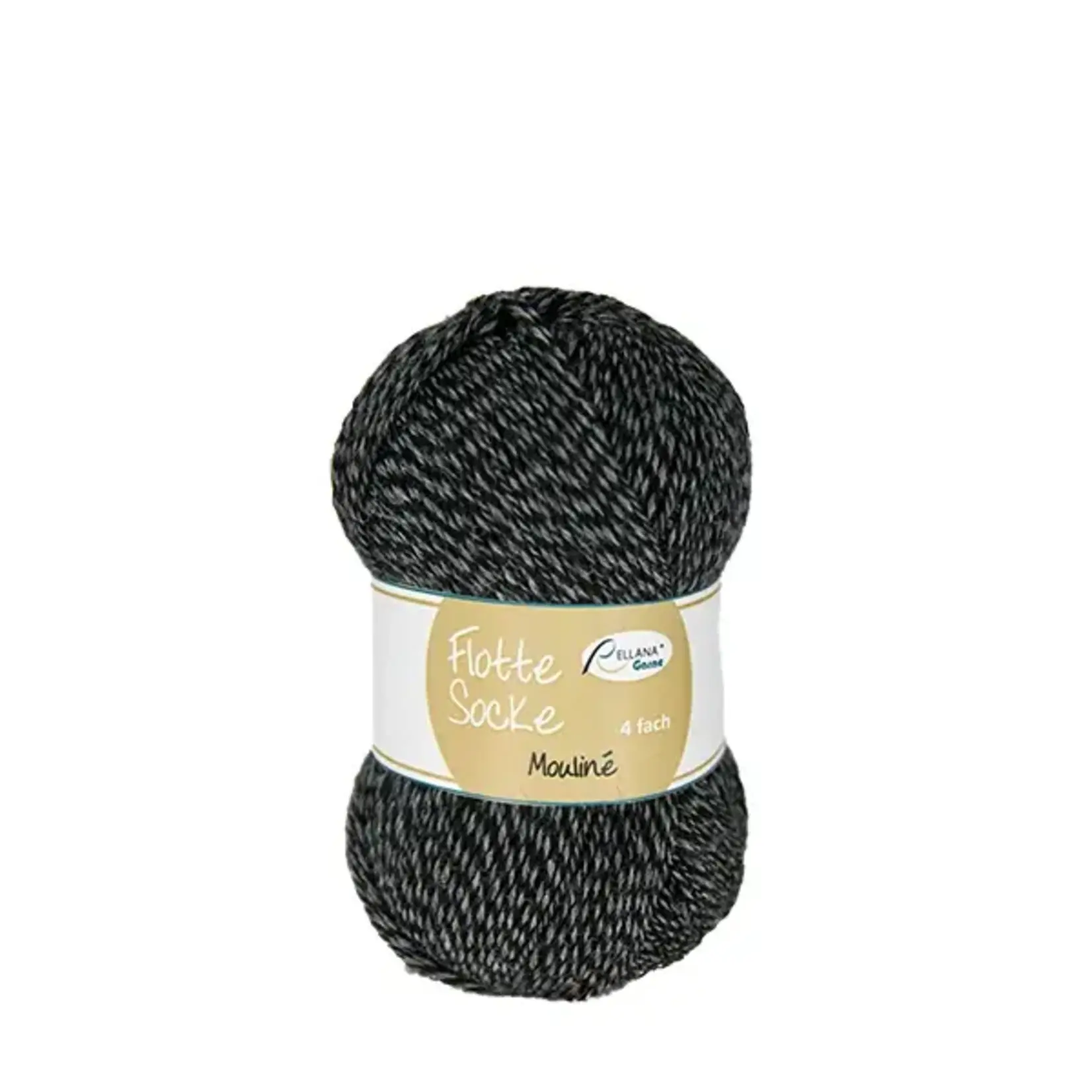Rellana Garne - Flotte Socke Mouliné - 1643 Dark Grey/Black