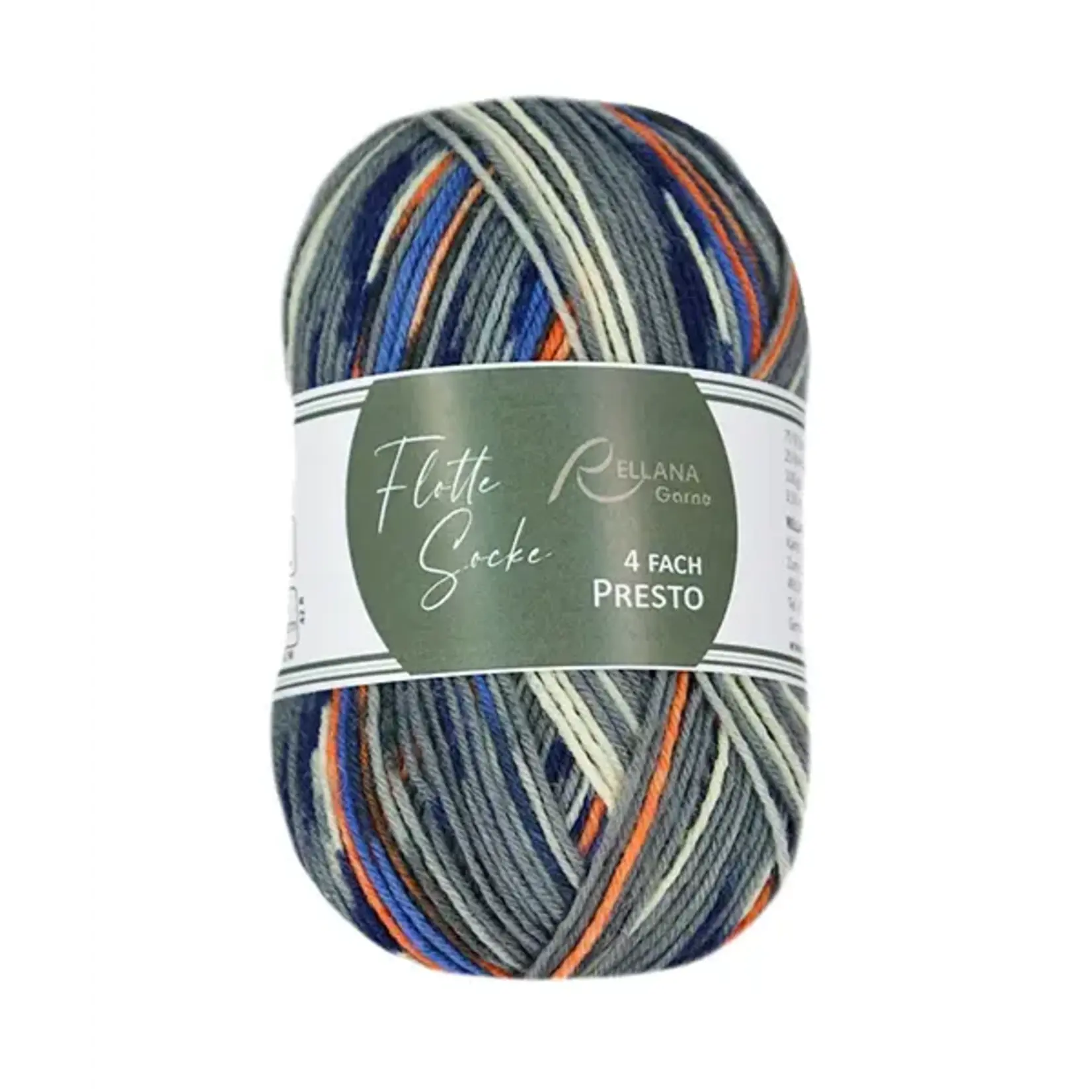 Rellana Garne - Flotte Socke PRESTO - 3054 Blue, Grey & Orange