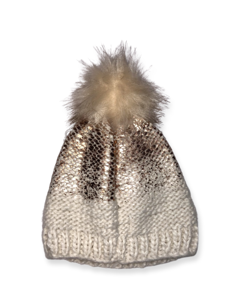 The Blueberry Hill The Blueberry Hill Pearl Metallic Hat w Fur Pom