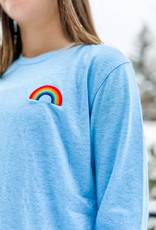 Aviator Nation Aviator Nation Rainbow Embroidery LS Tee - Sky