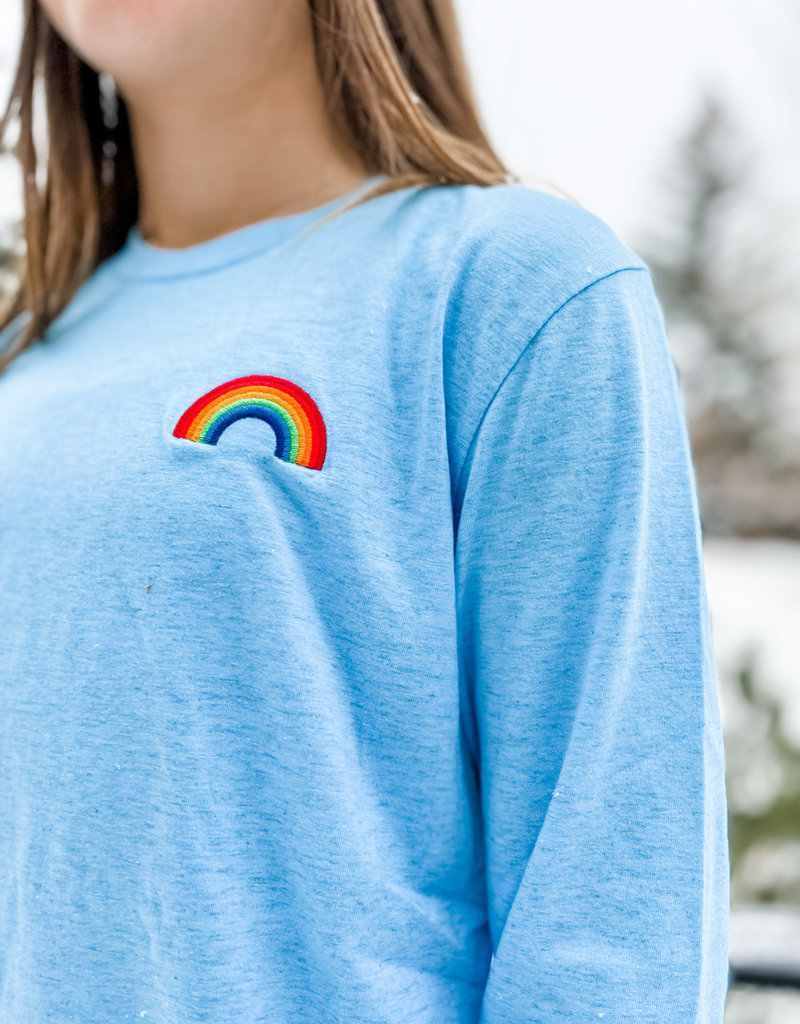 Aviator Nation Aviator Nation Rainbow Embroidery LS Tee - Sky