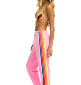 Aviator Nation Aviator Nation 5-Stripe Sweatpants - Neon Pink/Neon Rainbow