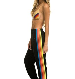 Aviator Nation Aviator Nation 5-Stripe Sweatpants - Black/Neon Rainbow