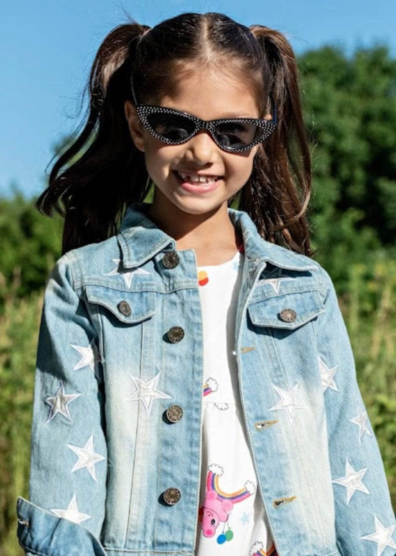 Lola & The Boys Lola & the Boys Star Leather Patched Denim Jacket