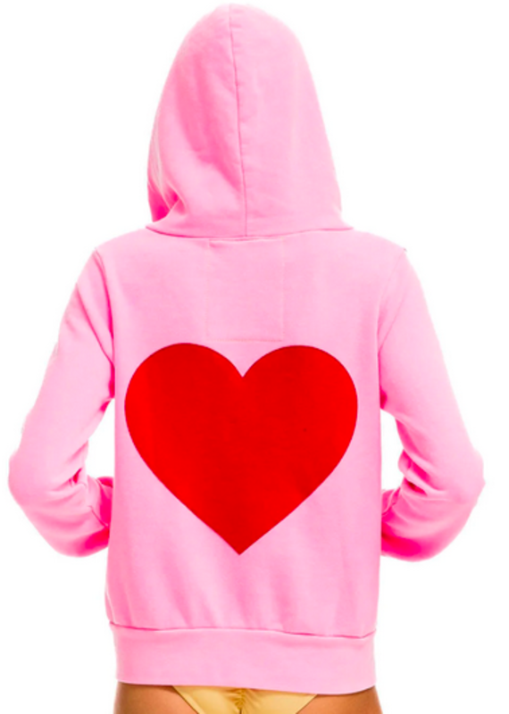 Aviator Nation Aviator Nation Heart Stitch Zip Hoodie - Neon Pink