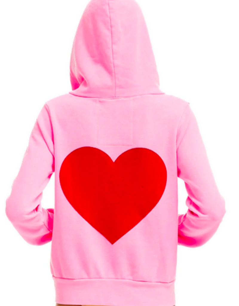 Aviator Nation Aviator Nation Heart Stitch Zip Hoodie - Neon Pink