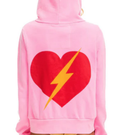 Aviator Nation Aviator Nation Bolt Heart Zip Hoodie -  Neon Pink