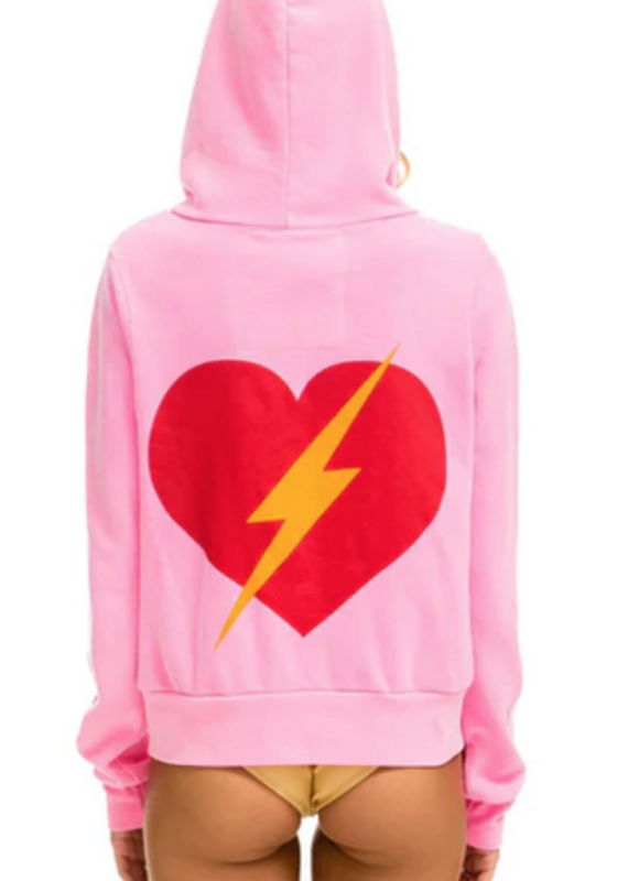 Aviator Nation Aviator Nation Bolt Heart Zip Hoodie -  Neon Pink