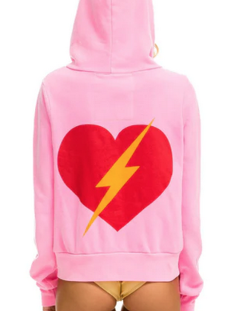 Aviator Nation Aviator Nation Bolt Heart Zip Hoodie -  Neon Pink