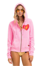 Aviator Nation Aviator Nation Bolt Heart Zip Hoodie -  Neon Pink