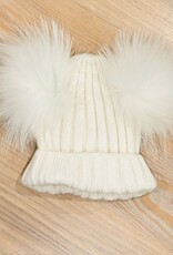 Melinas  Kids Double Pom Angora Ribbed Hat (2-8 yrs)