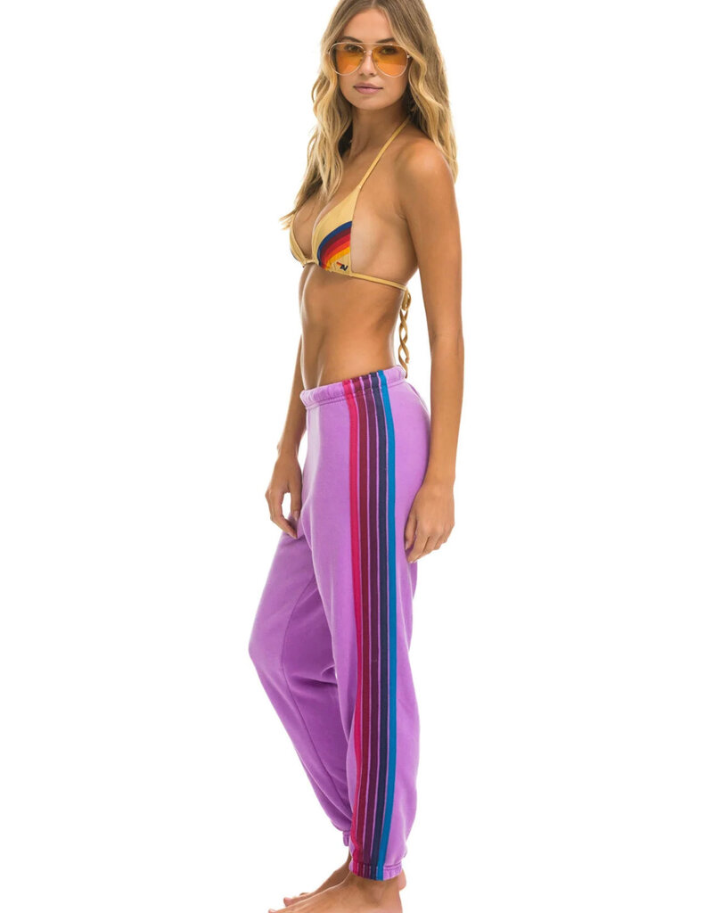 Aviator Nation Aviator Nation 5-Stripe Sweatpants - Neon Purple/Pink