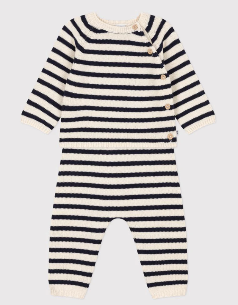 Petit Bateau Petit Bateau 2PC Striped Velour Set