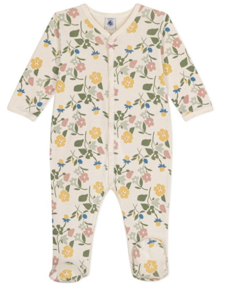 Petit Bateau Petit Bateau Baby Front Snap Floral Footie