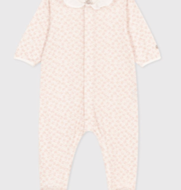 Petit Bateau Petit Bateau Baby Front Snap Printed Footie w Ruffle Collar