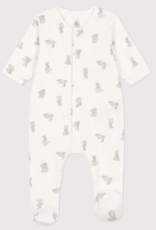 Petit Bateau Petit Bateau Baby Snap Front Bunny Print Footie