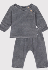 Petit Bateau Petit Bateau Laden 2PC Velour Striped Set