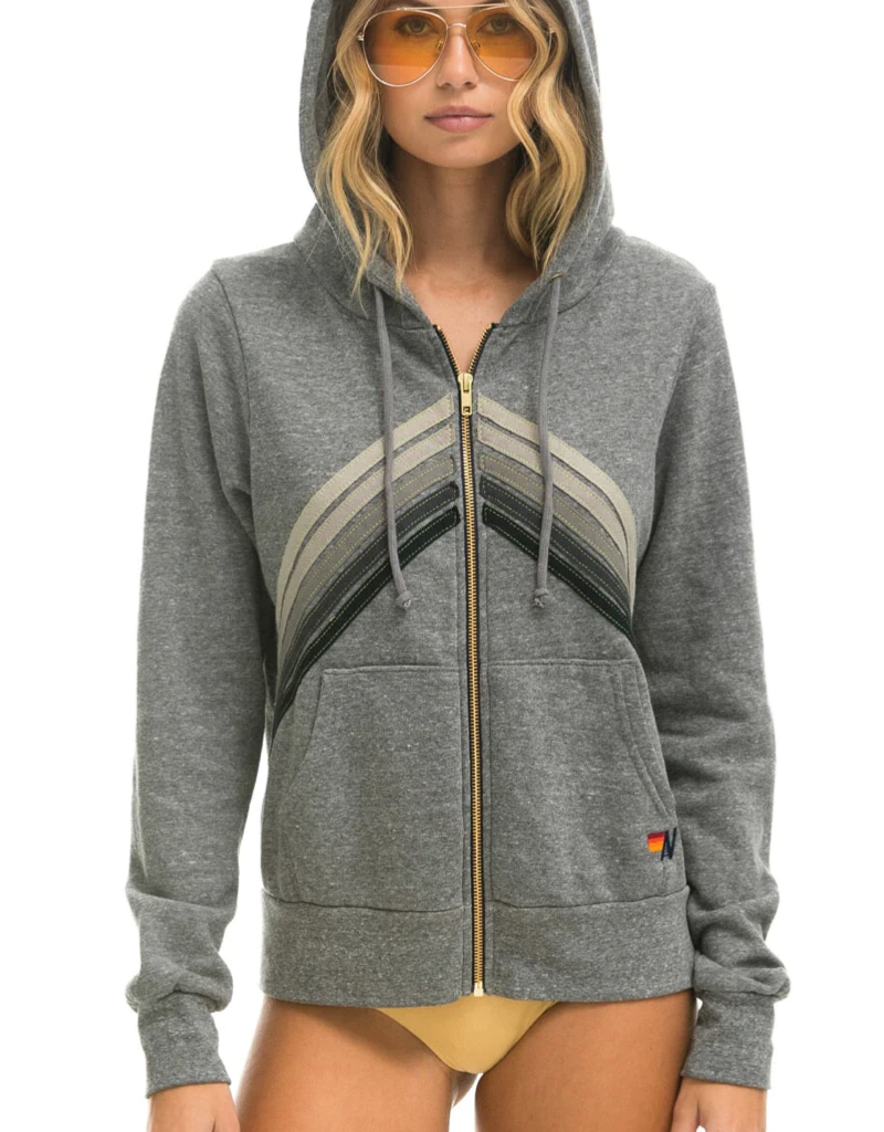 Aviator Nation Aviator Nation Mountain Stitch Chevron Hoodie - Heather Grey/Grey