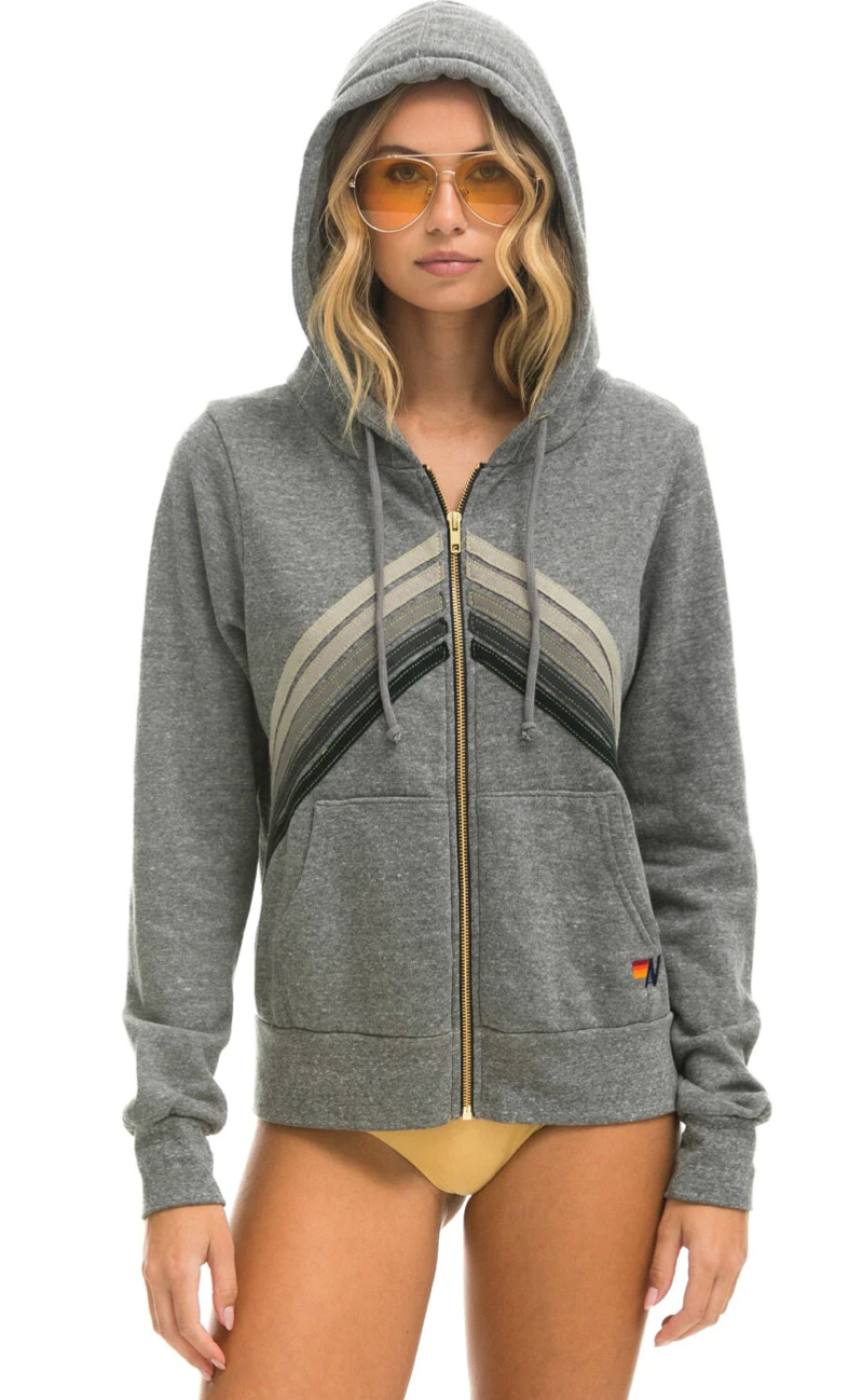 Aviator Nation Mountain Stitch Chevron Hoodie Heather Grey Grey Skipper Scout