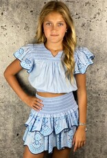 If So If So Smocked Ruffle Sleeve Top & Skirt SET