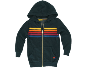 Aviator Nation Kids 5 Stripe Zip Hoodie Charcoal Skipper Scout