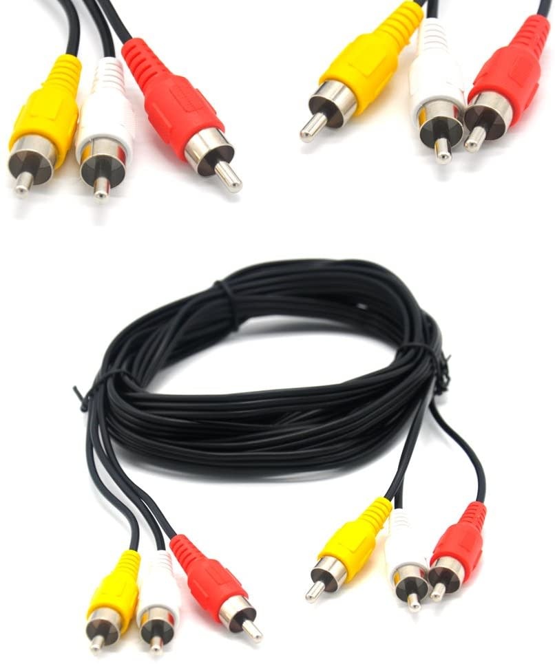 10.0M Audio/Video Composite Cable DVD/VCR/SAT Yellow/White/red connectors Male to 3 Male Johnson's Surplus LLC
