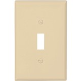 Eaton EATON Wiring PJ1V Mid-Size Polycarbonate 1-Gang Toggle Switch Wall plate, Ivory