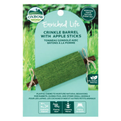 Oxbow Enriched Life Crinkle Barrel Small Animal Toy with Apple Stick Oxbow Enriched Life Crinkle Barrel Small Animal Toy with Apple Stick
