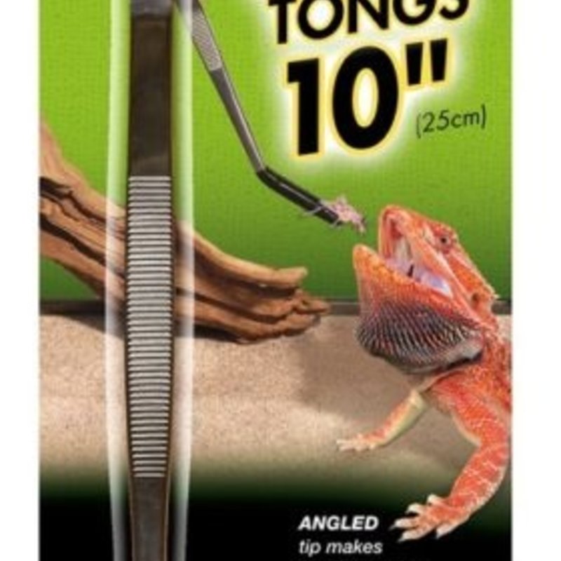 Zoo Med Angled Stainless Steel Feeding Tongs 10"