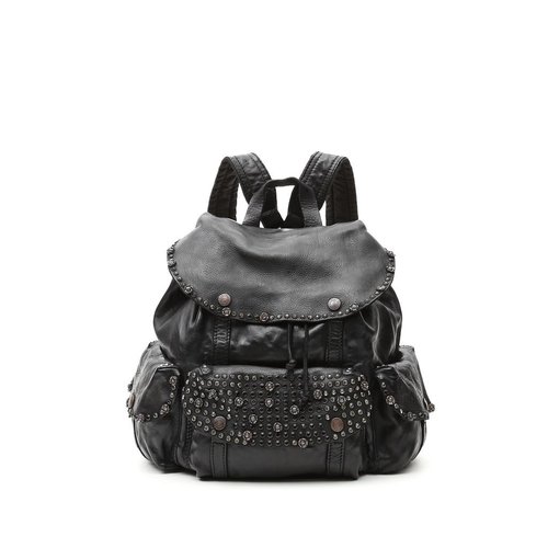Campomaggi Genuine leather. Small Backpack. Studs & Srass Diamante. Black. Campomaggi Genuine leather. Small Backpack. Studs & Srass Diamante. Black.