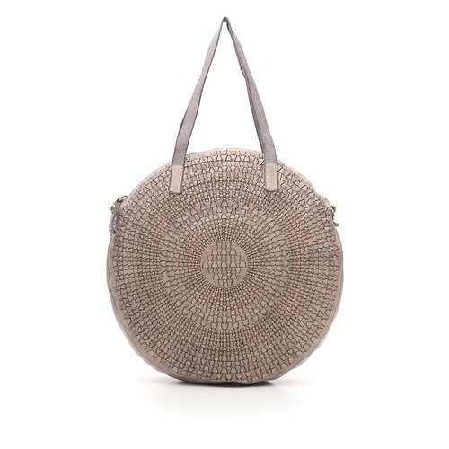 Campomaggi Genuine Leather. Shopping bag. Medium Round. Optical woven. Pearl Grey. Campomaggi Genuine Leather. Shopping bag. Medium Round. Optical woven. Pearl Grey.