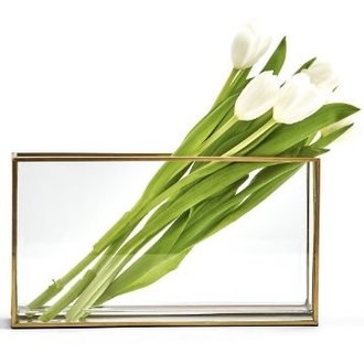 Window Rectangle Vase w/ Gold Metal Trim Window Rectangle Vase w/ Gold Metal Trim
