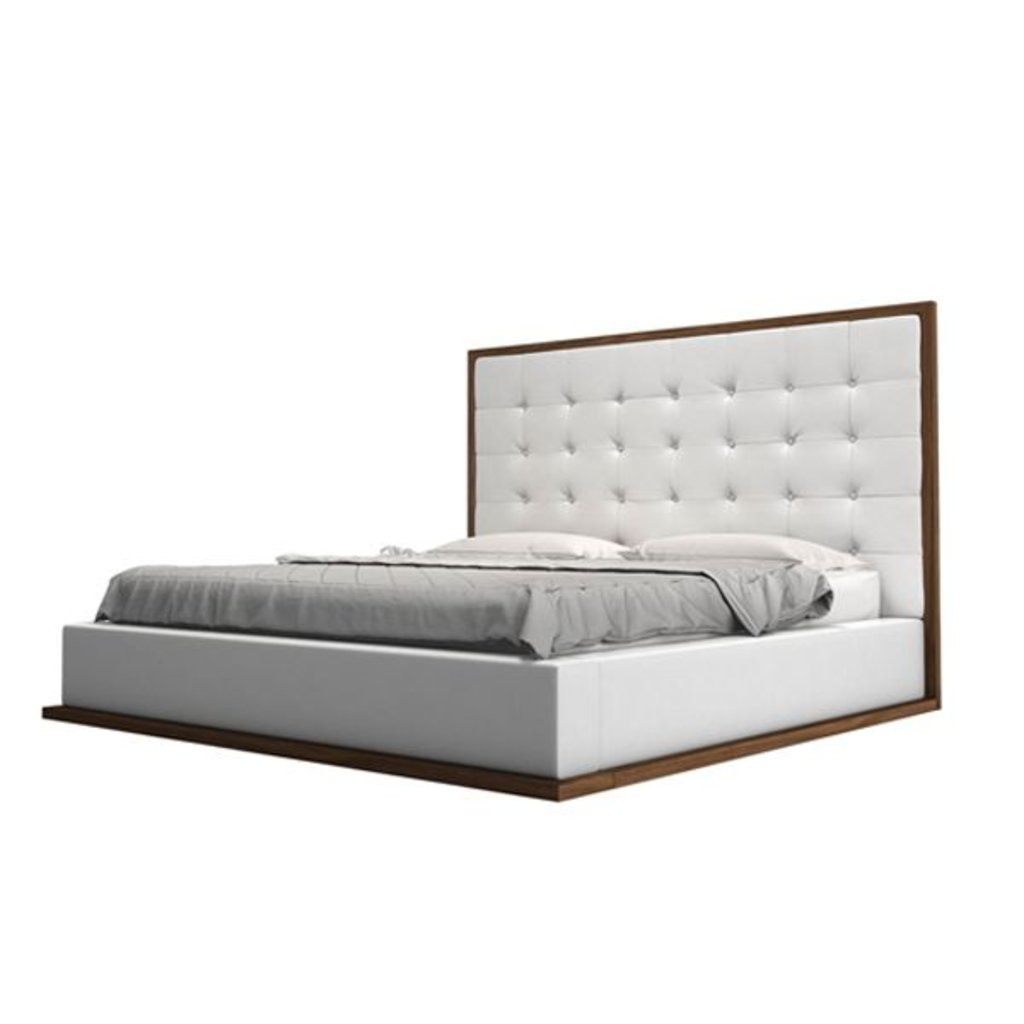 Ludlow Bed King Walnut White Leather Direct Furniture Modern Home