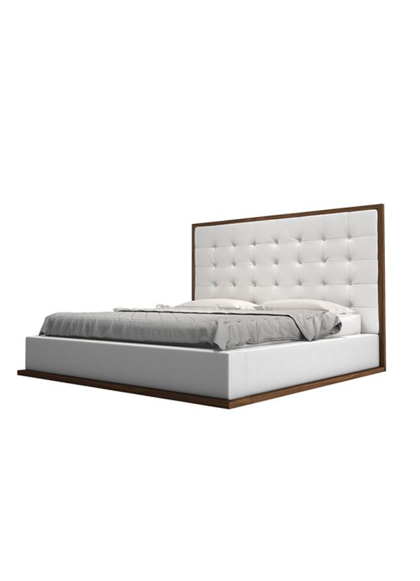 Ludlow Bed King Walnut White Leather Direct Furniture Modern Home