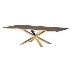 Nuevo Living Couture Dining Table Seared Oak Top - Gold Brushed SS