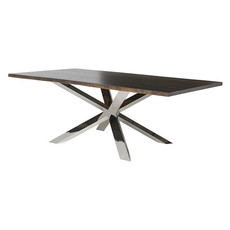 Nuevo Living Couture Dining Table Seared Oak Top - Polished SS