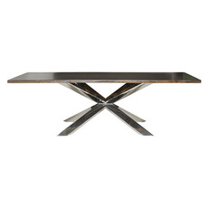Nuevo Living Couture Dining Table Seared Oak Top - Polished SS