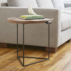 Gus Modern Porter End Table Black Powdercoat Walnut