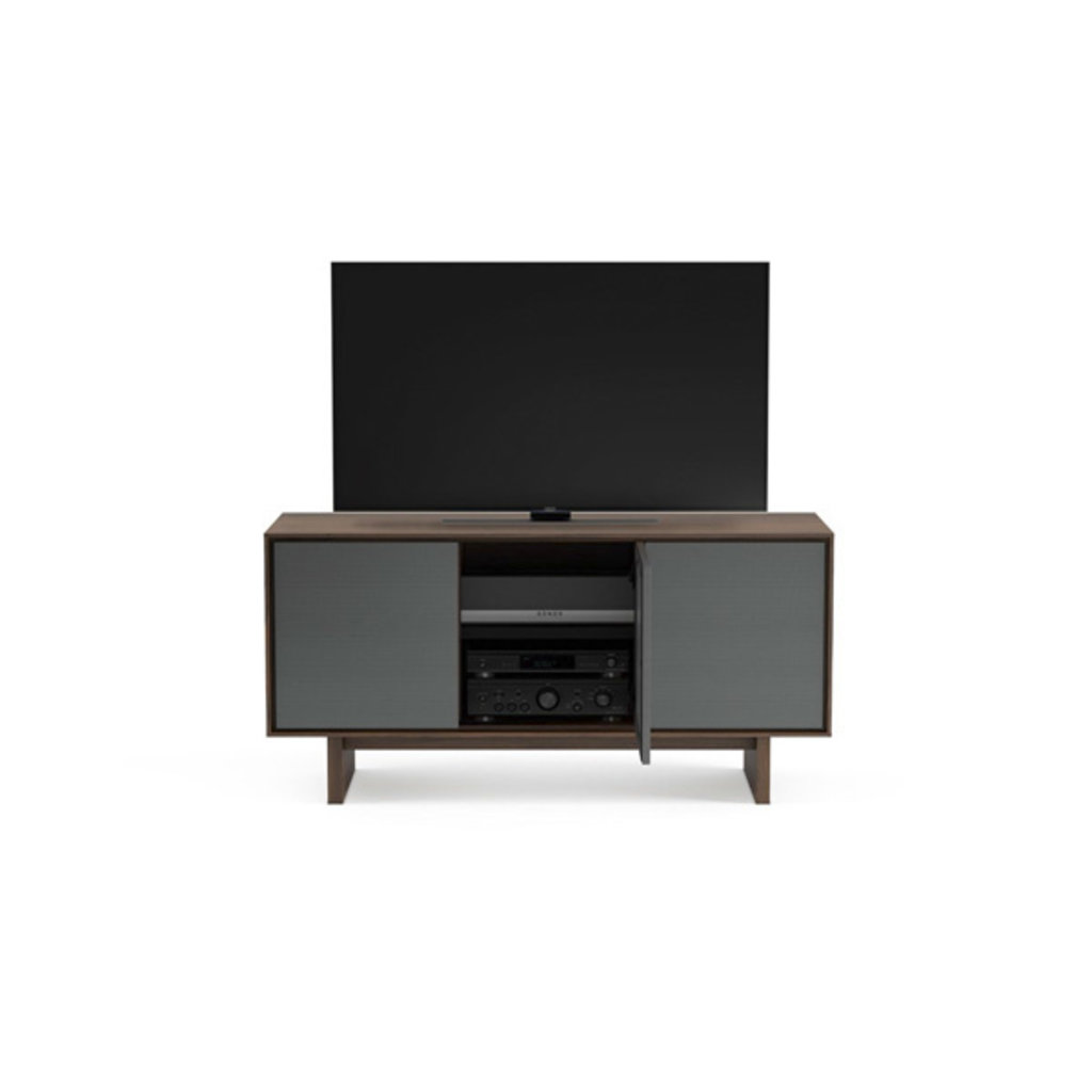 BDI Octave Triple-Width Media Cabinet Toasted Walnut with Grey Flat Doors