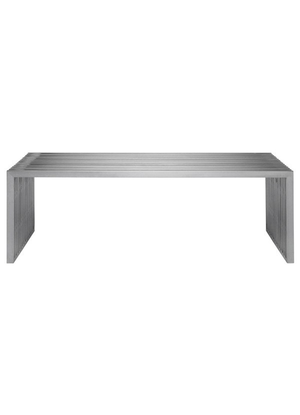 Amici Bench Silver Seat Metal Stainless Steel Brushed